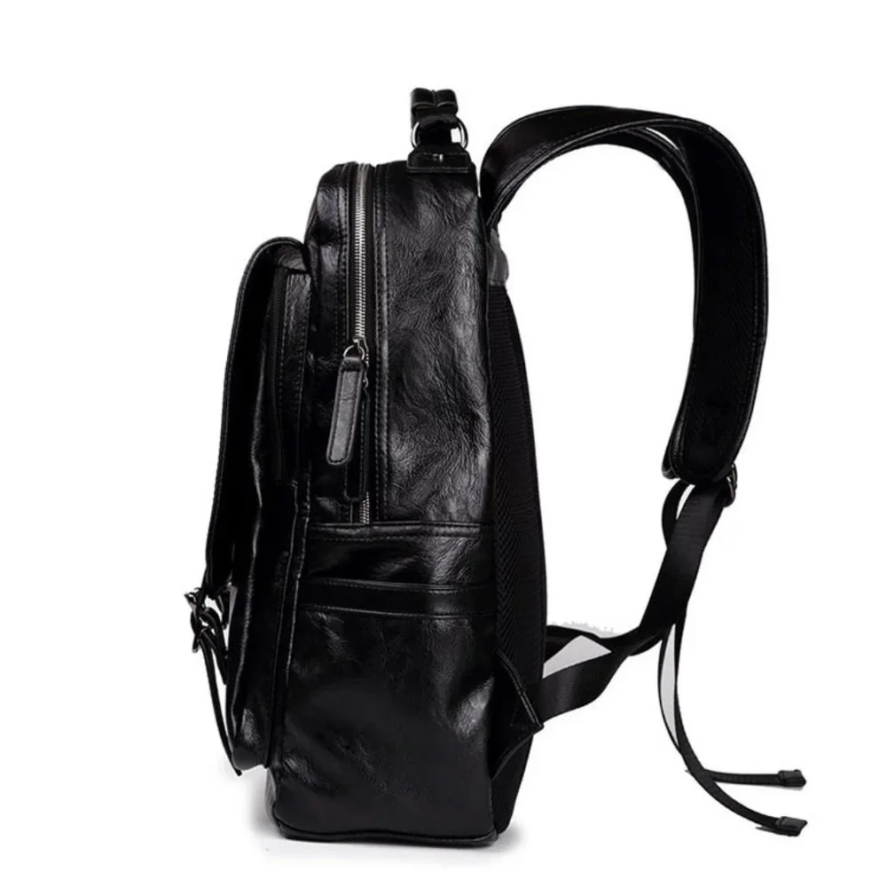Men's Leather Shoulder Backpack Travel College Laptop Bag Daypack Sport